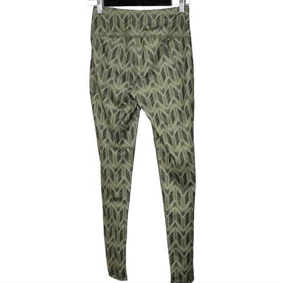 Lucy Brand Green Printed Leggings Sz S Olive Green - Picture 2 of 7